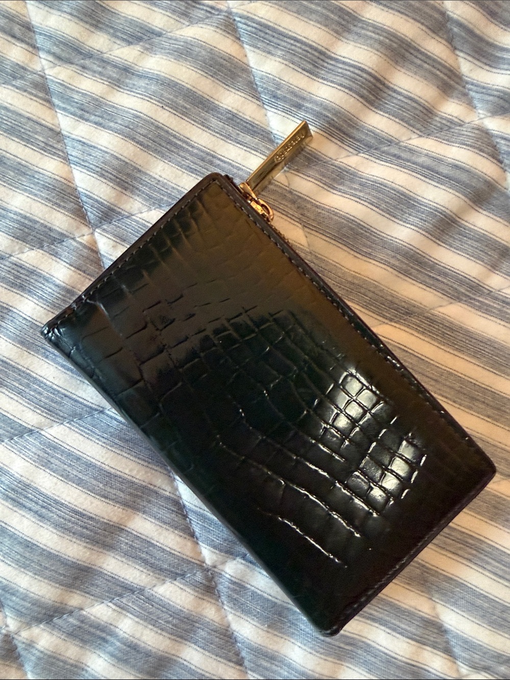 kate spade Black Croc-Embossed Zip Card Wallet - Picture 2 of 3